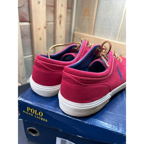 Polo Ralph Lauren Mens Red Canvas Faxon Low Sneakers Size 10D - Picture 4 of 8